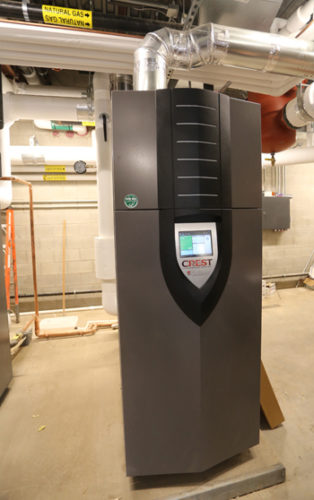 One of two state of the art boilers in the mechanical room of the new Montoursville Area High School. KAREN VIBERT-KENNEDY/Sun-Gazette